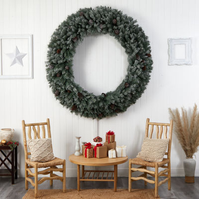 Nearly Natural 72in. Faux Pine Pinecones Pre-Lit Wreath