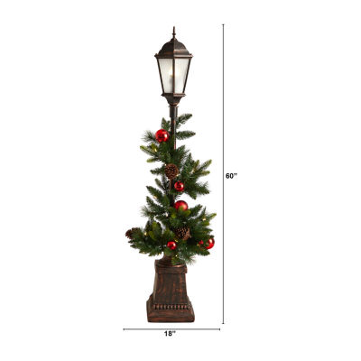 Nearly Natural 5ft. Lamp Post With Faux Greenery Christmas Tabletop Decor