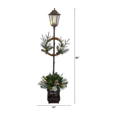 Nearly Natural 5ft. Lamp Post With Faux Greenery Christmas Tabletop Decor