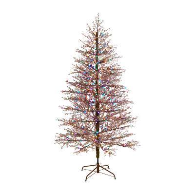 Nearly Natural Frosted Berry Twig Faux 7 Foot Pre-Lit Christmas Tree