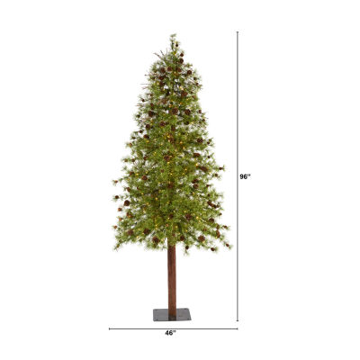Nearly Natural Wyomingfaux 8 Foot Pre-Lit Pine Christmas Tree
