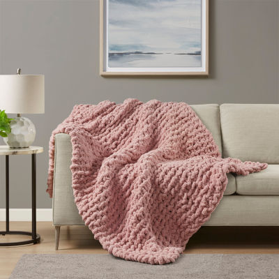 Madison Park Chenille Chunky Knit Lightweight Throw