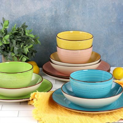 Elama -pc. Stoneware Dinnerware Set