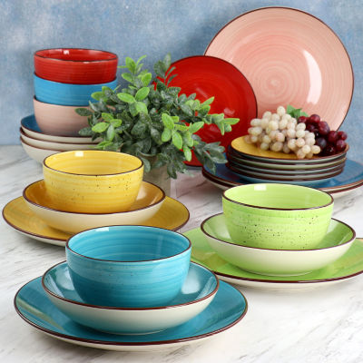 Elama 24-pc. Stoneware Dinnerware Set