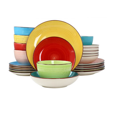 Elama 24-pc. Stoneware Dinnerware Set