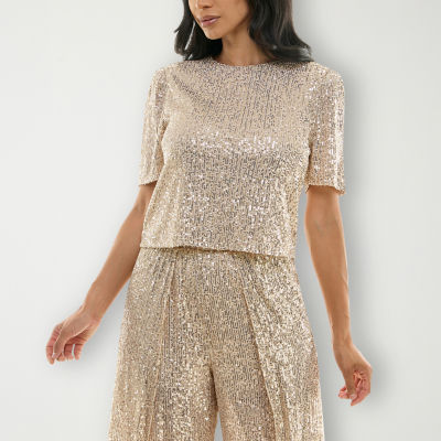 M&Co Gold Sequin Shirt