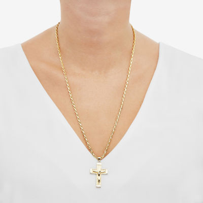 18K Gold Over Silver Crucifix Pendant Necklace