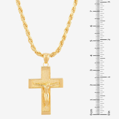 18K Gold Over Silver Crucifix Pendant Necklace