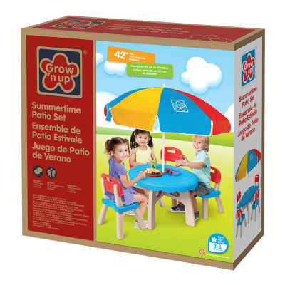 Grown'N Up Summertime Patio Set with Chairs & Umbrella