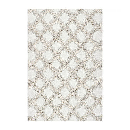 NuLoom Francene Diamond Trellis Shaggy RectangularRug, One Size, White