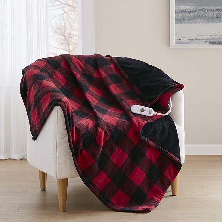 True North By Sleep Philosophy Microplush Heated Electric Throws, One Size, Red