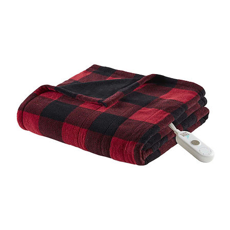 True North By Sleep Philosophy Microplush Heated Electric Throws, One Size, Red