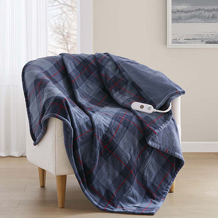 True North By Sleep Philosophy Microplush Heated Electric Throws, One Size, Blue