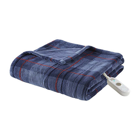 True North By Sleep Philosophy Microplush Heated Electric Throws, One Size, Blue