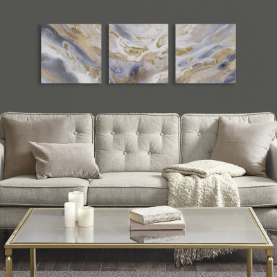 Madison Park Shimmering Symphony Glitter & Gold Foil 3-pc. Wall Art Sets