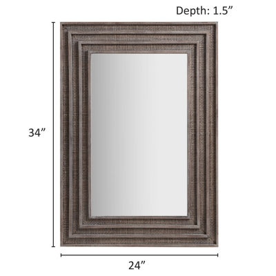 Martha Stewart 34 Naomi Rectangular Wood & Rattan Wall Mount Square Wall Mirror