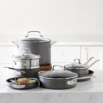 Cuisinart Classic Pots & Pans Set, 10 pcs Cookware Set with Saucepans,  Saute pans, & Skillets- Tapered Rims for Drip Free Pouring & Cool Grip  Handles