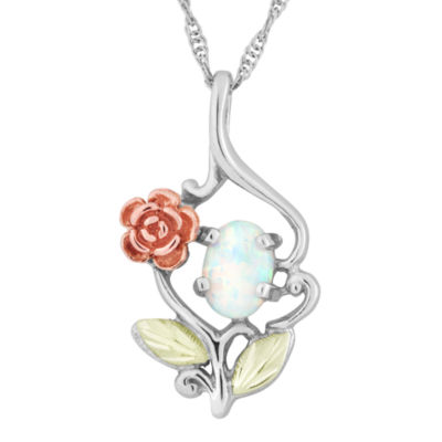 Landstroms Black Hills Gold Lab Created Opal Sterling Silver Pendant Necklace