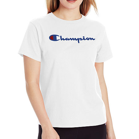 Champion Womens Crew Neck Short Sleeve T-Shirt, X-small, White