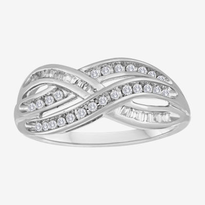 1/3 CT. T.W. Diamond 10K White Gold Crossover Ring