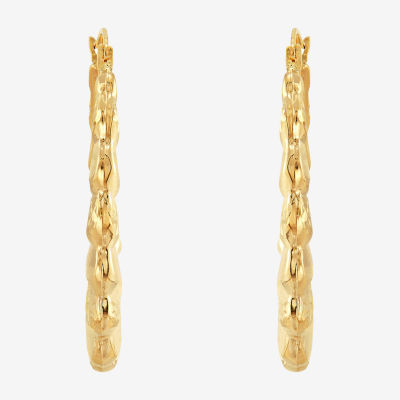 14K Gold 33mm Oval Hoop Earrings