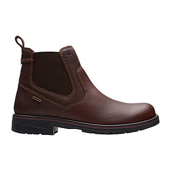 Clarks Mens Morris Up Flat Heel Chelsea Boots, Color: Brown JCPenney