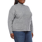St. John's Bay Plus Womens Mock Neck Long Sleeve Pullover Sweater