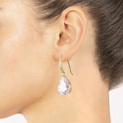 Sparkle Allure Womens Cubic Zirconia 14K Gold Over Brass Oval Drop Earrings