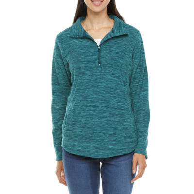 St. John's Bay Tall Polar Fleece Womens Long Sleeve QuarterZip Pullover