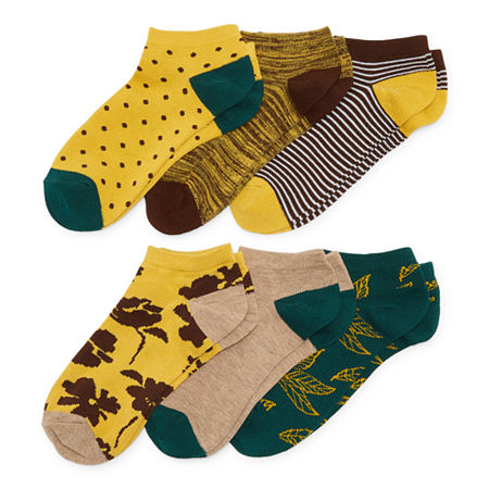 Mixit 6 Pair Low Cut Socks Womens, 4-10, Yellow