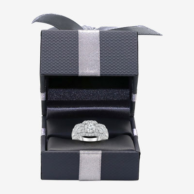 (I / I1) Love Lives Forever Womens 2 CT. T.W. Lab Grown White Diamond 10K or 14K White Gold Cushion Side Stone 3-Stone Engagement Ring