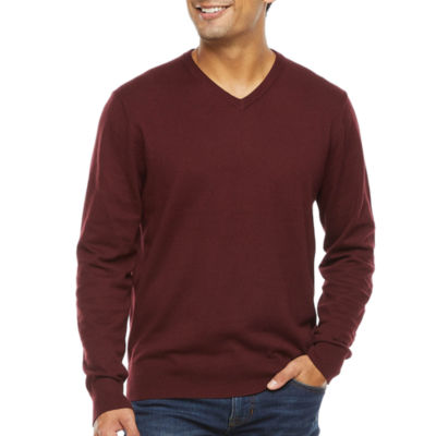 St. John's Bay Mens V Neck Long Sleeve Pullover Sweater