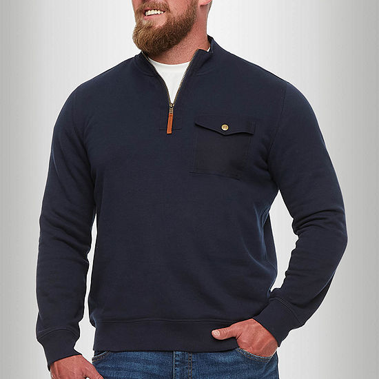 Frye and Co. Big and Tall Mens Mock Neck Long Sleeve Quarter-Zip Pullover