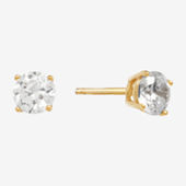 DORO KIMI 14k real solid Yellow Gold white cz Stud chunky Earrings for  women Cubic Zirconia with 14k gold silicone earring flat backs