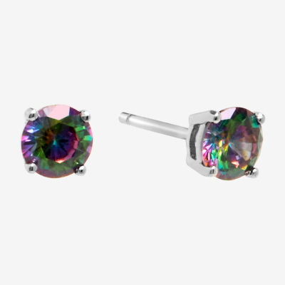 Silver Treasures Cubic Zirconia Sterling Silver 4.8mm Round Stud Earrings