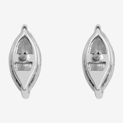 Silver Treasures Cubic Zirconia Sterling Silver 10mm Marquise Stud Earrings
