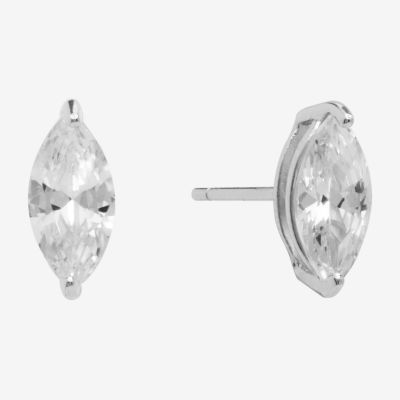 Silver Treasures Cubic Zirconia Sterling Silver 10mm Marquise Stud Earrings
