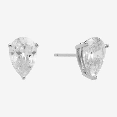 Silver Treasures Cubic Zirconia Sterling Silver 10.4mm Stud Earrings