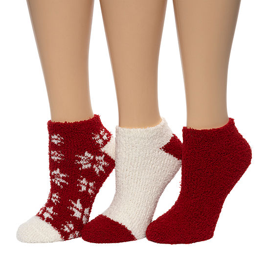 Cuddl Duds Cozy Gift Set 3 Pair Low Cut Socks Womens, Color: Haute Red ...