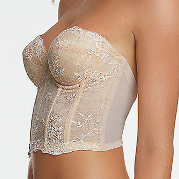 Dominique Lace Low Back Plunge Strapless Push Up Bustier Style 7759 - White  - 38A