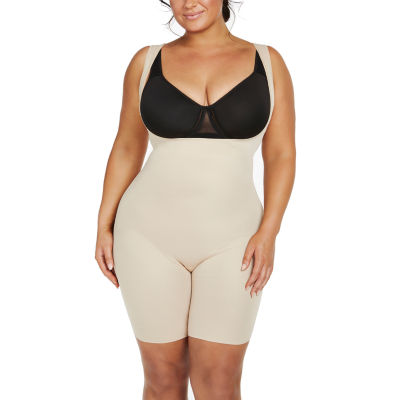 Naomi & Nicole® Plus Open-Bust Mid-Thigh Bodysuit-7776