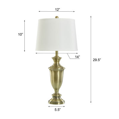 Stylecraft Heavy White Shade Table Lamp, Color Antique Brass JCPenney