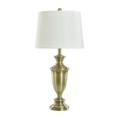 Stylecraft Heavy White Shade Table Lamp, Color Antique Brass JCPenney