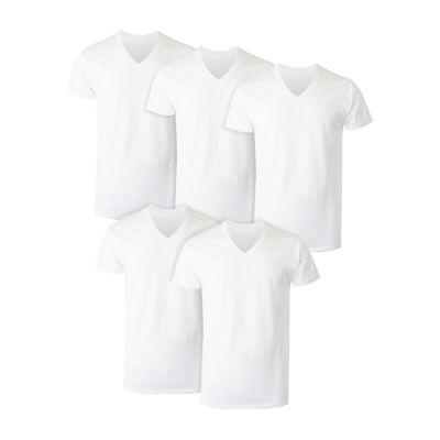 Hanes Ultimate Comfort Blend Mens 4 Pack Short Sleeve V Neck Moisture Wicking T-Shirt
