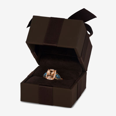 Le Vian® Ring featuring 1 cts. Peach Morganite™, 1/3 Sea Blue Aquamarine®, 1/5 Chocolate Diamonds® , 1/10 Nude Diamonds™  set 14K Strawberry Gold®