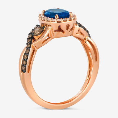 Le Vian® Ring featuring 1 cts. Blueberry Tanzanite®, 3/8 Chocolate Diamonds® , 1/6 Nude Diamonds™  set 14K Strawberry Gold®