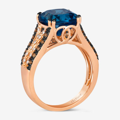 Le Vian® Ring featuring 4 1/2 cts. Deep Sea Blue Topaz™, 1/6 Chocolate Diamonds® , Nude Diamonds™  set 14K Strawberry Gold®