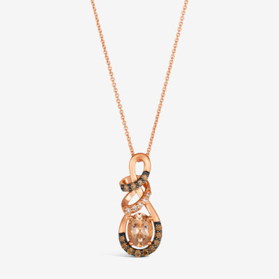 Le Vian® Pendant featuring 7/8 cts. Peach Morganite™, 1/4 cts. Chocolate Diamonds® , 1/20 cts. Nude Diamonds™  set in 14K Strawberry Gold®