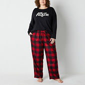 North Pole Trading Co. Very Merry Womens Crew Neck Long Sleeve 2-pc. Pant Pajama  Set, Color: Very Merry Red - JCPenney