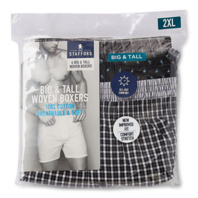 Stafford Dry + Cool Breathable Mesh Big Mens 4 Pack Boxer Briefs